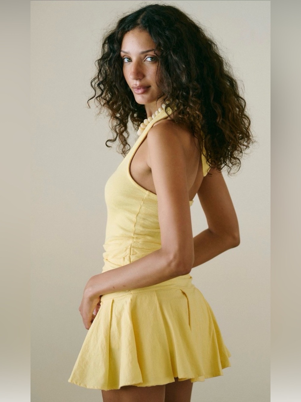 NWOT Free People free-est Navi Skort Romper Buttered Popcorn Yellow Size S